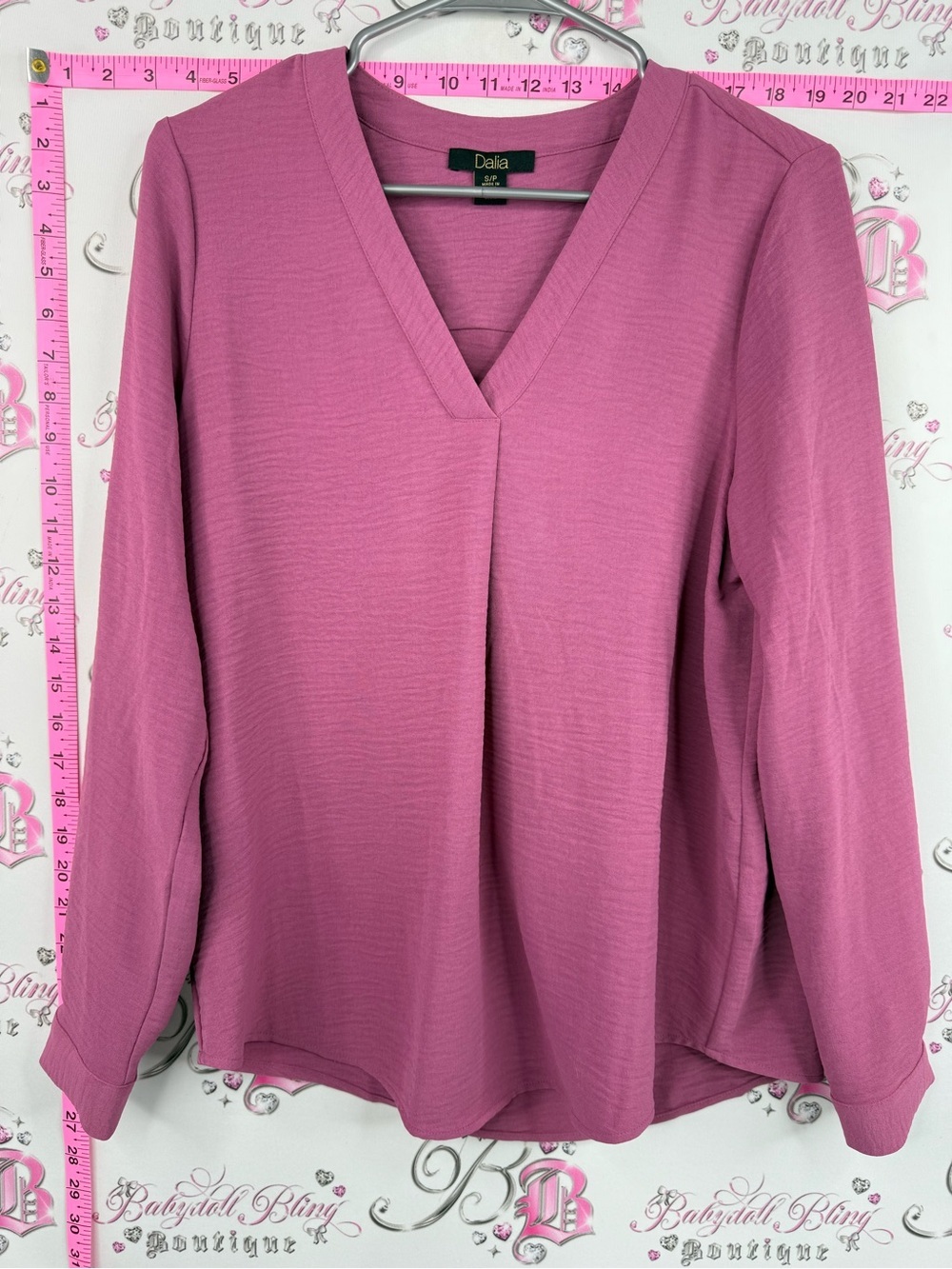 Dalia long sleeve shirt blouse top Pink V-Neck Long Sleeve Blouse